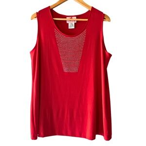 Quacker Factory Women’s Red Sparkle N’ Shine Tank Top
